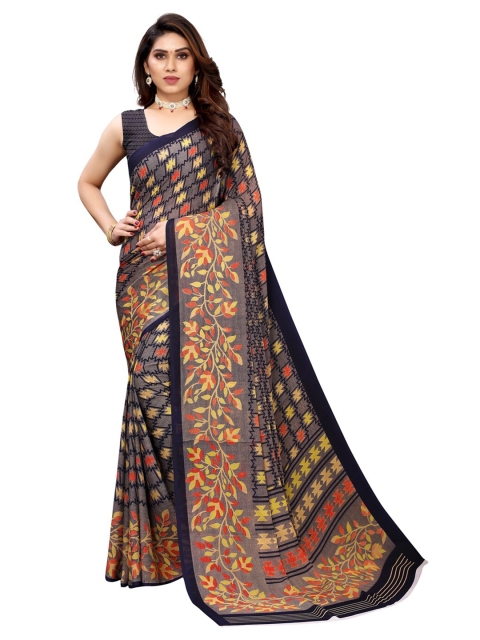 

KALINI Grey & Yellow Floral Saree