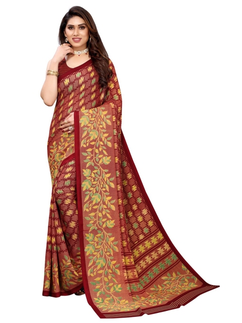 

KALINI Maroon & Green Floral Saree