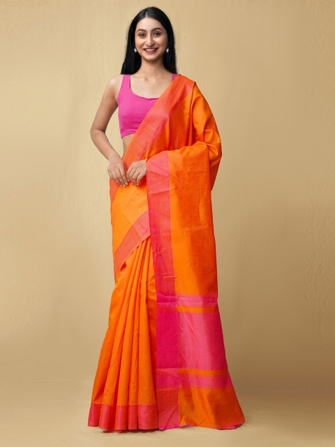 

Unnati Silks Women Orange & Pink Mysore Sico Saree