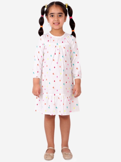 

Fairies Forever Girls White Printed Pure Cotton Nightdress