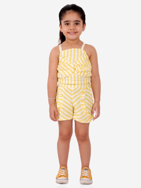 

Fairies Forever Girls White & Yellow Striped Top with Shorts
