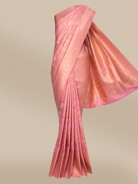 

The Chennai Silks Pink & Gold-Coloured Ethnic Motifs Zari Art Silk Banarasi Saree