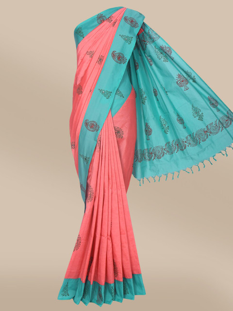 

The Chennai Silks Rose & Green Paisley Saree