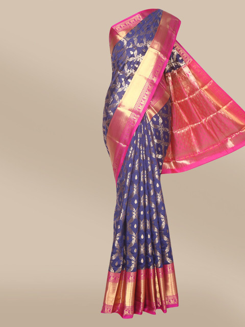 

The Chennai Silks Navy Blue & Pink Woven Design Zari Art Silk Banarasi Saree