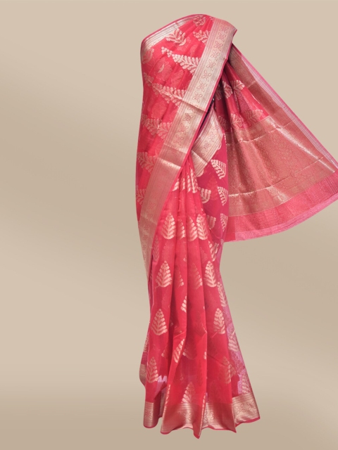 

The Chennai Silks Red & Gold-Coloured Ethnic Motifs Zari Tissue Saree