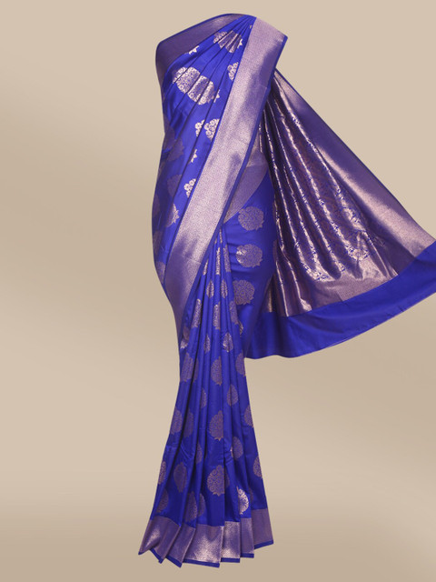 

The Chennai Silks Navy Blue & Gold-Toned Woven Design Zari Art Silk Banarasi Saree