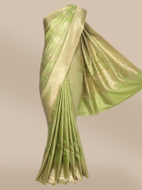 

The Chennai Silks Green & Gold-Coloured Ethnic Motifs Zari Art Silk Banarasi Saree