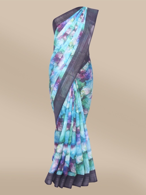 

The Chennai Silks Green & Pink Tie and Dye Zari Linen Blend Fusion Saree