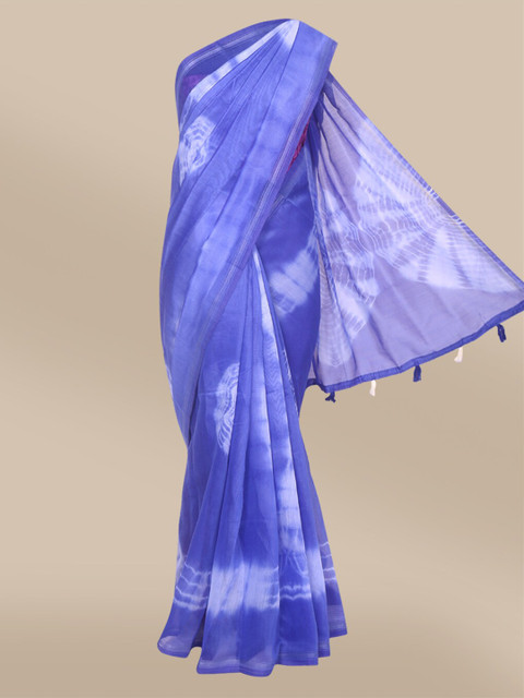 

The Chennai Silks Navy Blue & White Tie and Dye Zari Bhagalpuri Saree
