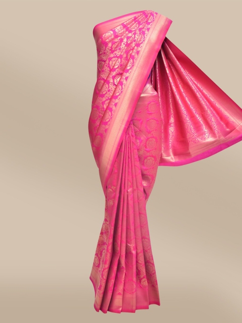 

The Chennai Silks Pink & Gold-Toned Woven Design Zari Art Silk Banarasi Saree