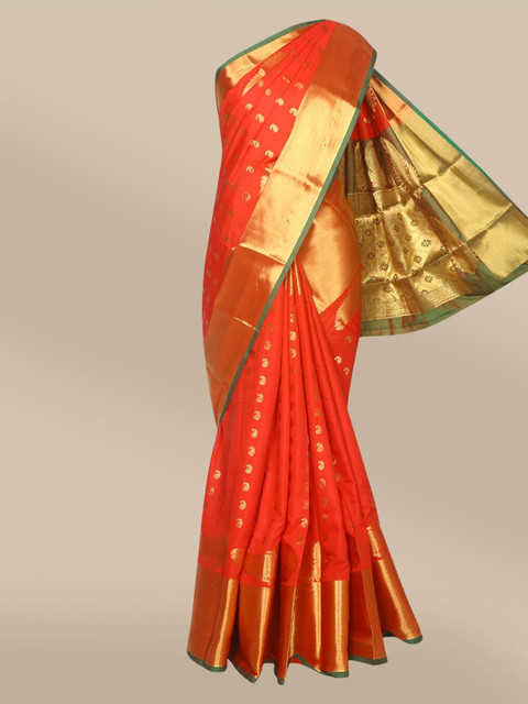 

The Chennai Silks Red & Gold-Toned Woven Design Zari Art Silk Banarasi Saree
