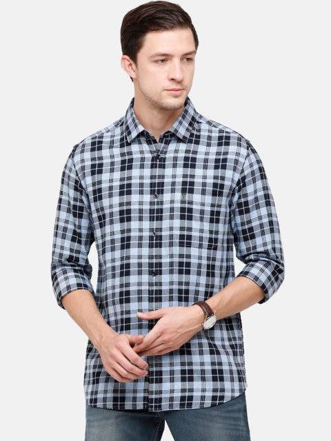 

Classic Polo Men Navy Blue Slim Fit Tartan Checks Opaque Checked Casual Shirt
