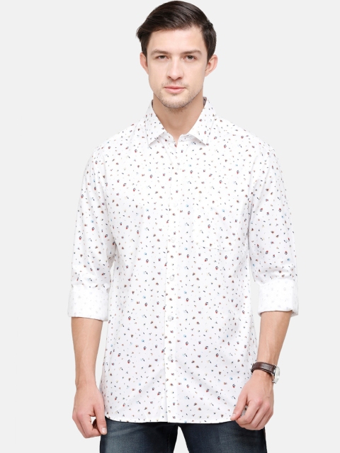 

Classic Polo Men White Slim Fit Floral Opaque Printed Casual Shirt
