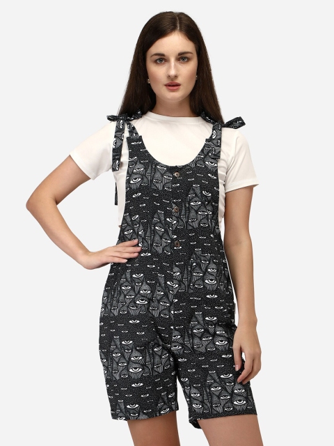 

Yuvraah Women Black & White T-shirt with Dungaree