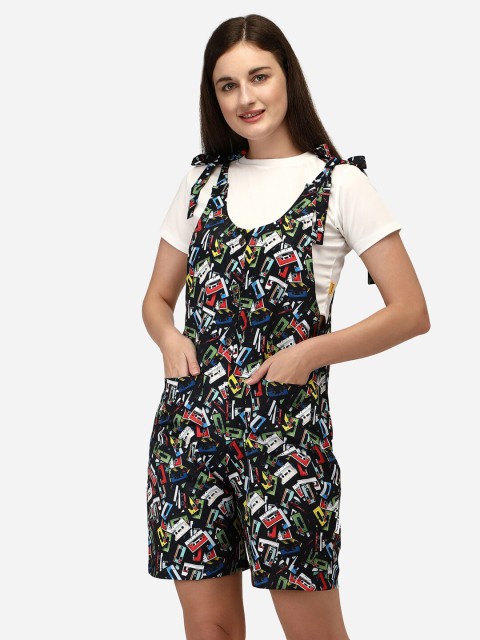 

Yuvraah Women Black & Red Dungaree with T-shirt