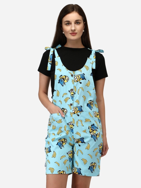 

Yuvraah Women Blue & Black Dungaree with T shirt