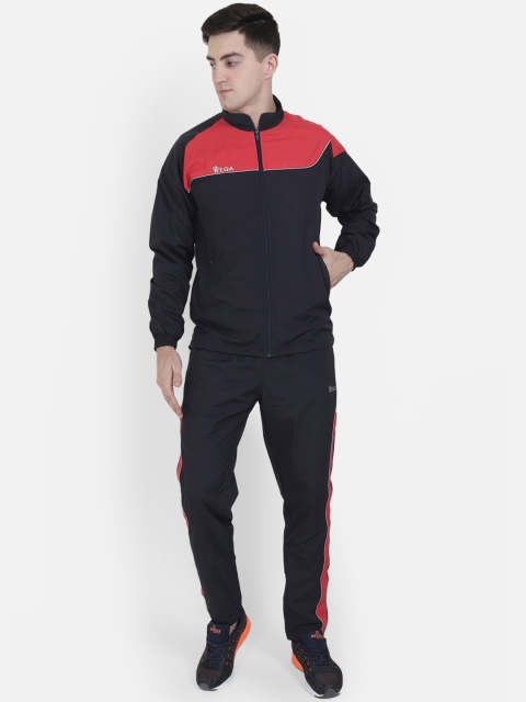 

VEGA Men Black & Red Colorblocked Rapid-Dry Anti-Static Sports Tracksuits