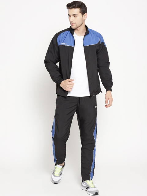 

VEGA Men Black & Blue Rapid Dry Anti Static Polyester Sports Track Suit
