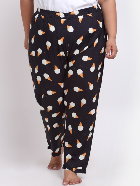 

sindrellastorie Women Black & White Printed Lounge Pants
