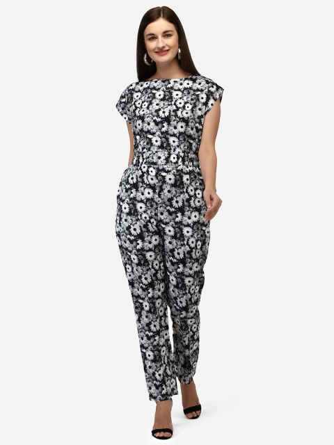 

Yuvraah Black & White Printed Basic Jumpsuit