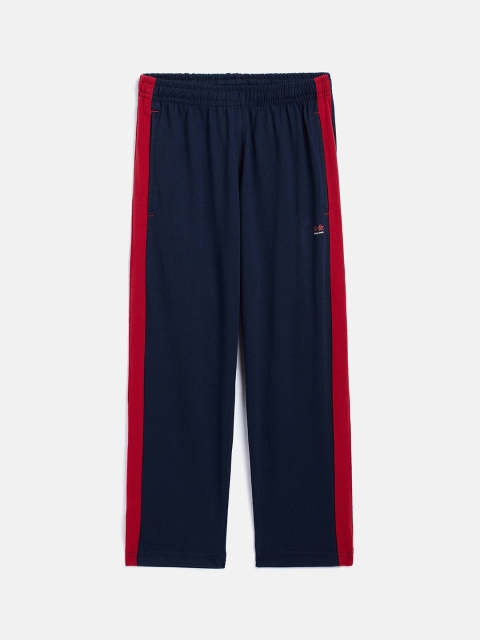 

Okane Boys Navy Blue Solid Track Pants with Side Stripes