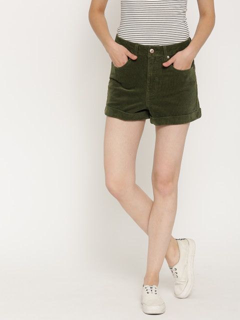 

FOREVER 21 Women Olive Green Corduroy Shorts