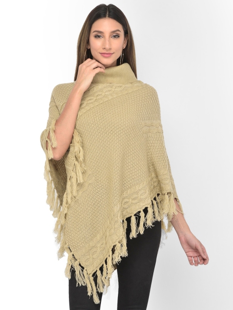 

Latin Quarters Women Beige Poncho with Applique Detail