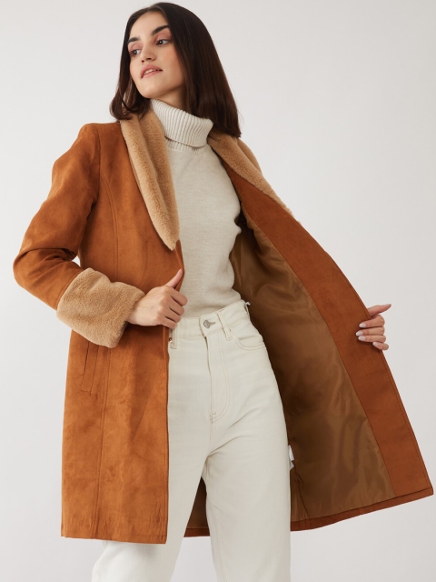 

Zink London Women Tan Brown Solid Overcoat