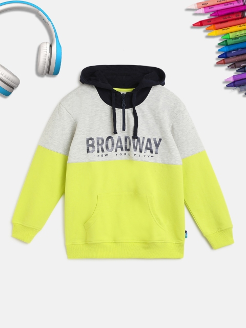 

Lil Tomatoes Boys Lime Green & White Colourblocked Hooded Sweatshirt