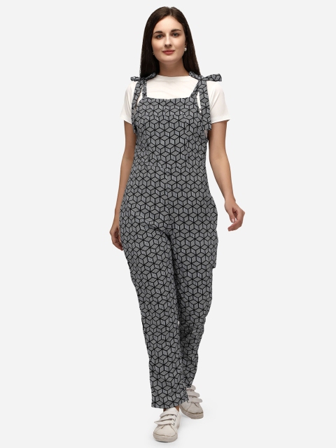 

Yuvraah Women Black & White T-shirt with Dungaree