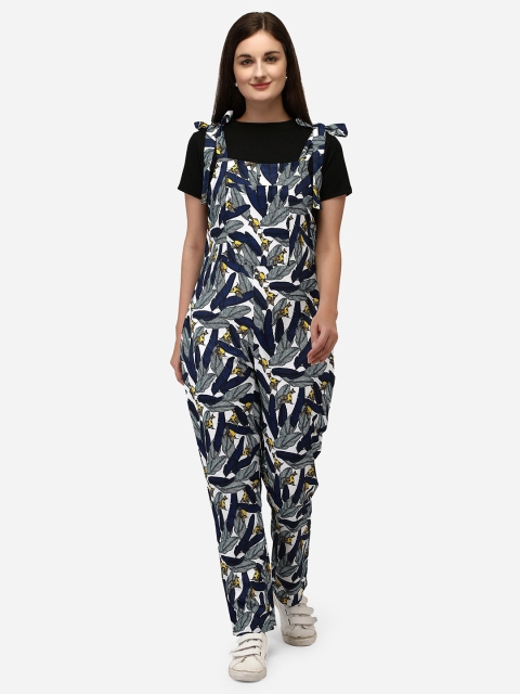 

Yuvraah Women Printed Dungaree with T shirt, Black