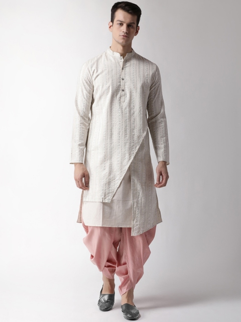 

Vartah Men White Layered Kurta with Dhoti Pants