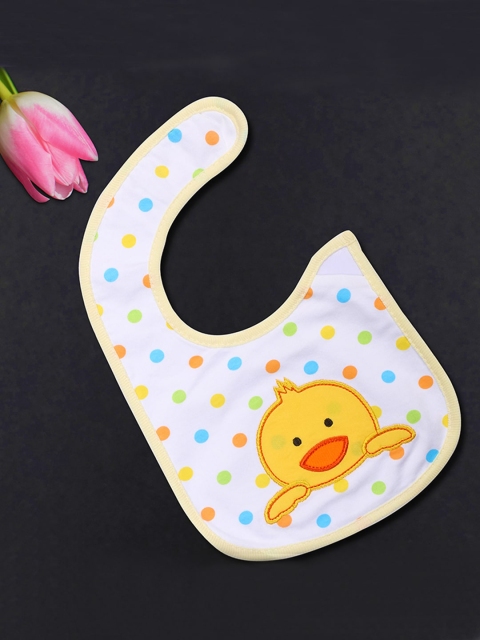 

POKORY Infants Kids Beige & White Printed Bib