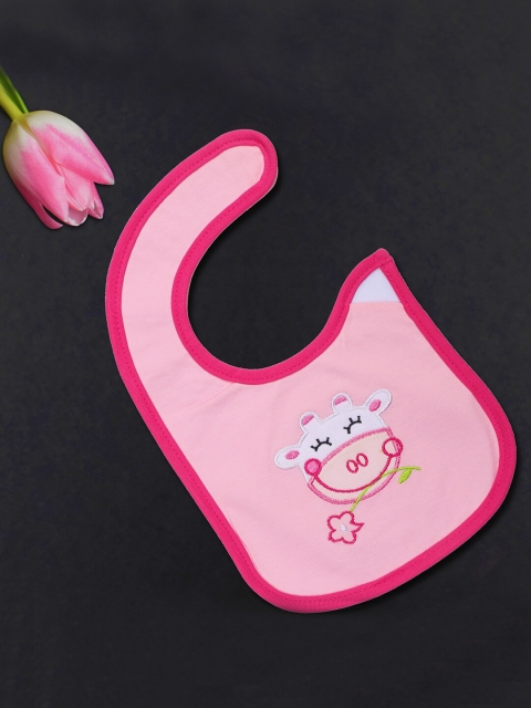 

POKORY Infant Kids Pink & White Printed Washable Bib