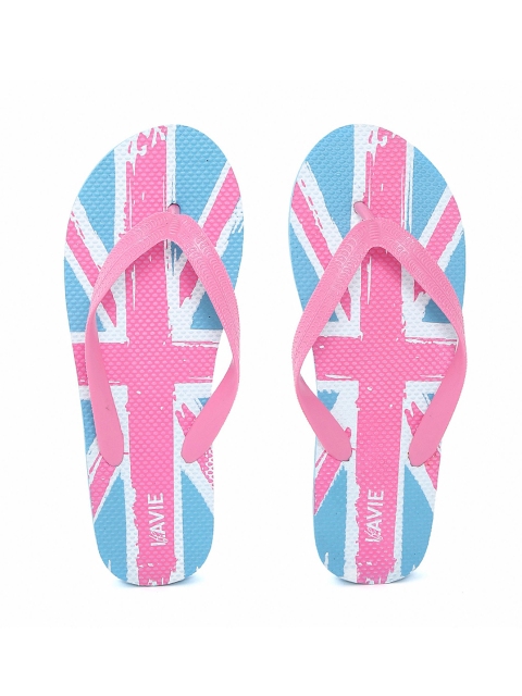 

Lavie Women Pink & Blue Printed Thong Flip-Flops
