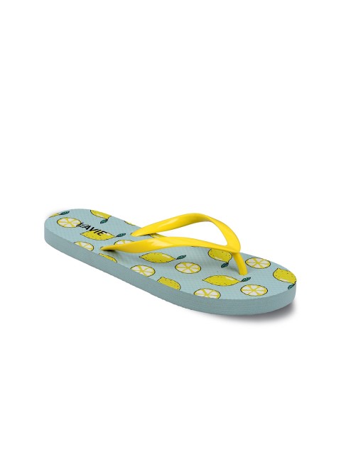

Lavie Women Yellow & Grey Printed Thong Flip-Flops
