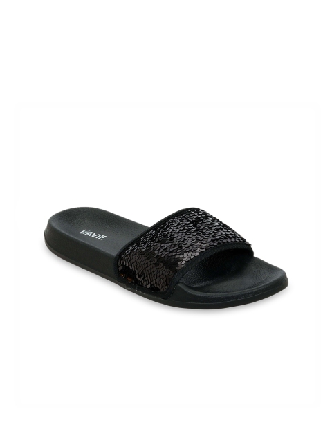 

Lavie Women Black Embellished Sliders