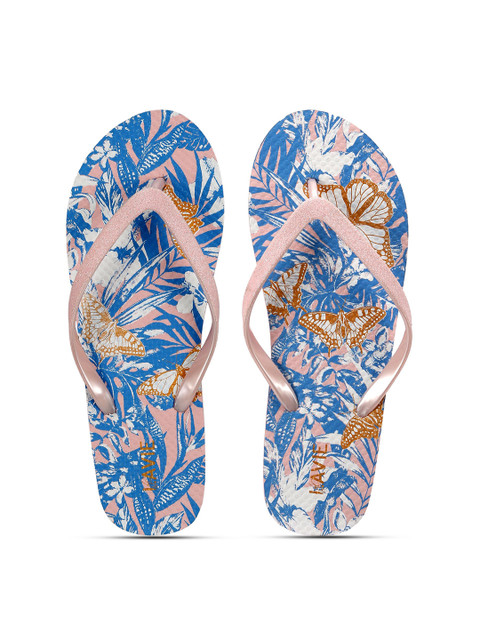 

Lavie Women Pink & Blue Printed Room Slippers