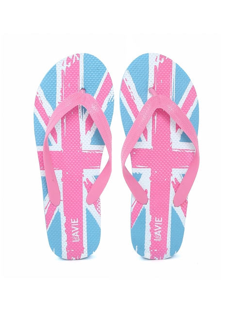 

Lavie Women Pink & Blue Printed Thong Flip-Flops