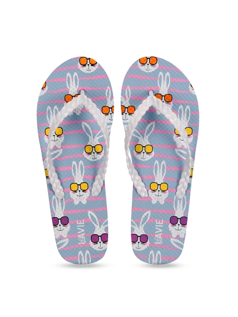 

Lavie Women Blue & Pink Bunny Printed Slip-On
