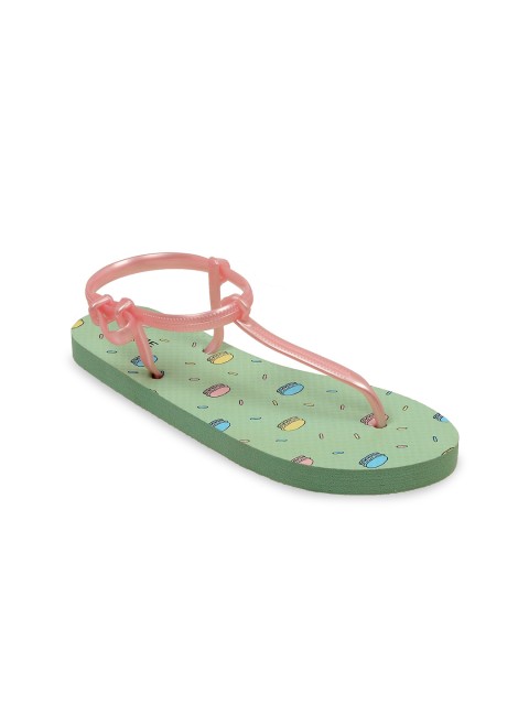 

Lavie Women Green & Pink Printed T-Strap Flats