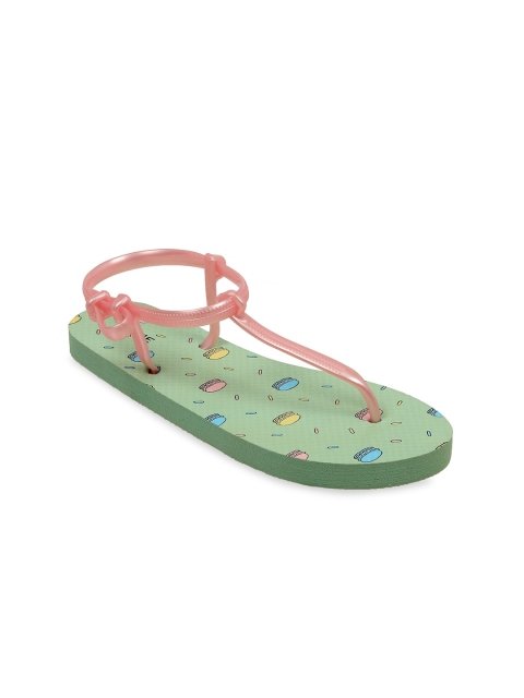 

Lavie Women Green & Yellow Printed Thong Flip-Flops