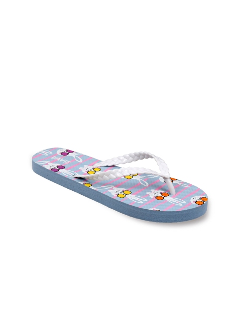 

Lavie Women Blue & White Printed Thong Flip-Flops