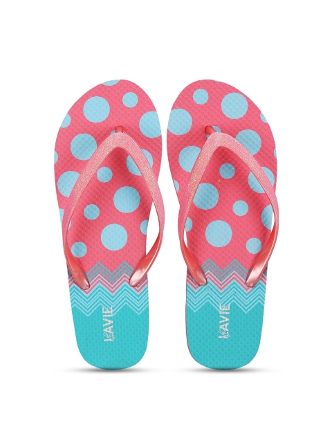 

Lavie Women Pink & Blue Printed Thong Flip-Flops