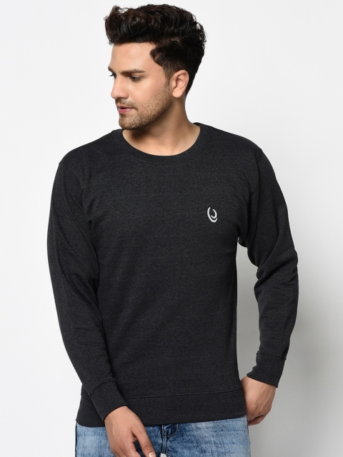 

ELEGANCE Men Charcoal Grey Solid Sweatshirt