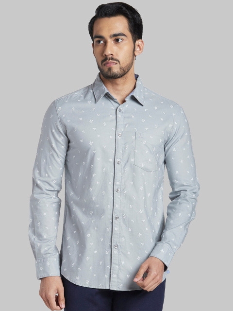 

Parx Men Grey Slim Fit Opaque Printed Casual Shirt