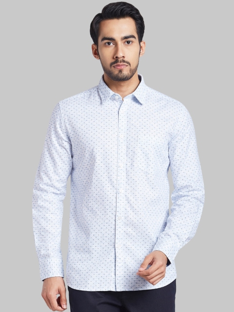 

Parx Men Blue Slim Fit Opaque Printed Casual Shirt