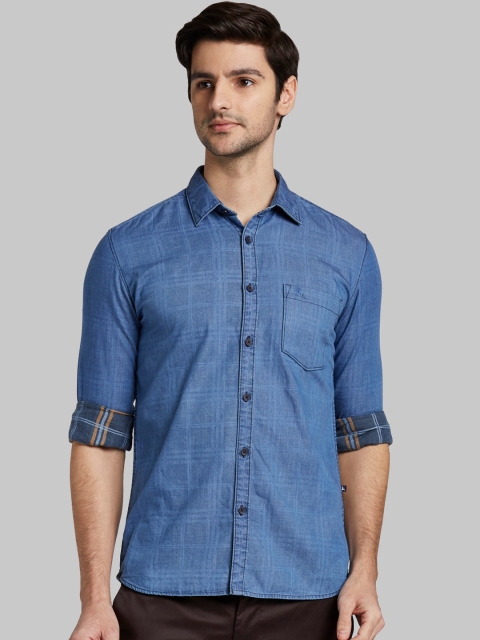 

Parx Men Blue Slim Fit Opaque Casual Shirt
