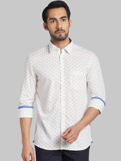

Parx Men Red Slim Fit Opaque Printed Casual Shirt