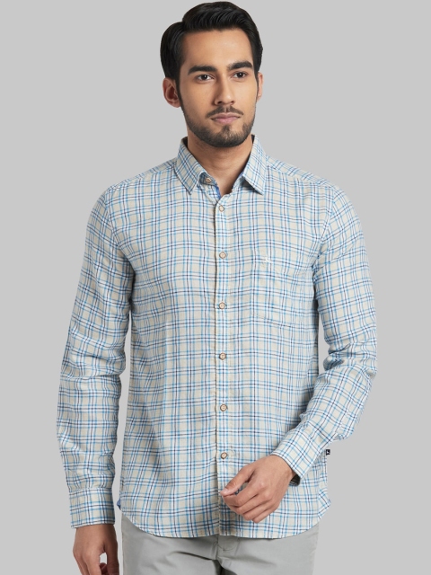 

Parx Men Blue Slim Fit Opaque Checked Casual Shirt